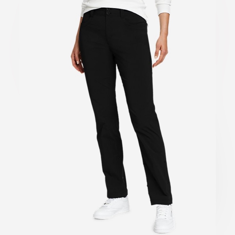 Eddie Bauer women’s size 10 T front zip and button pants black